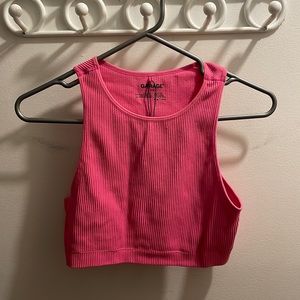 Pink ribbed crop top